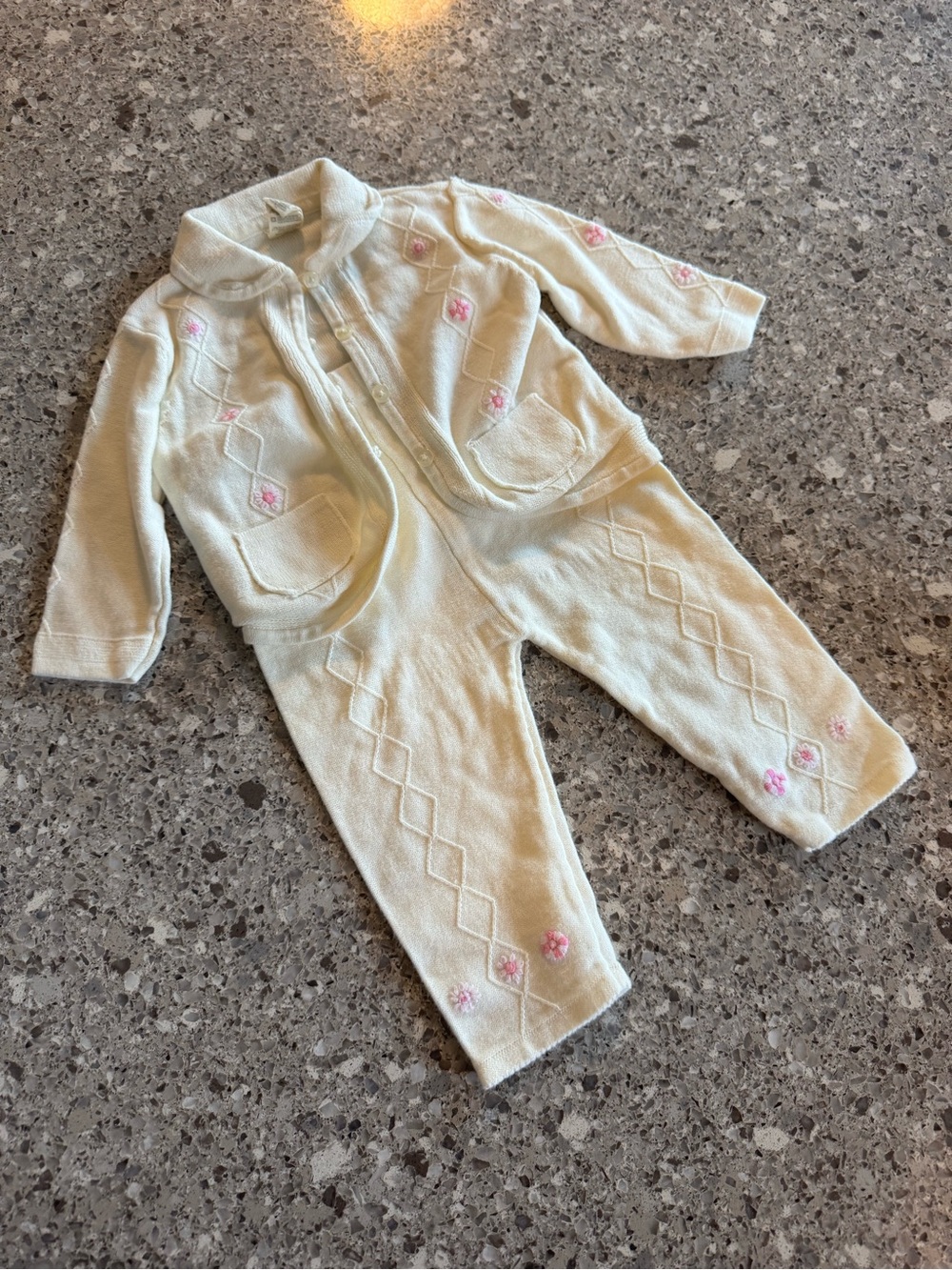 George Baby Organic 6-9M Floral Knit Cardigan Pants Set
